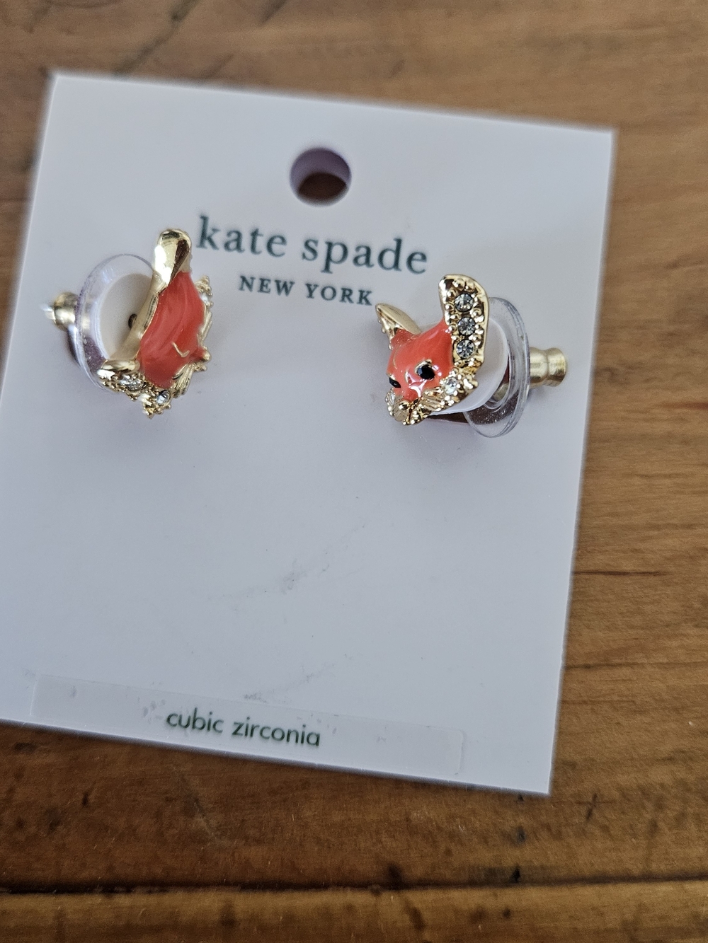 kate spade Gold-Tone Necklace & Studs with Red Enamel Fox Motif - Picture 3 of 4
